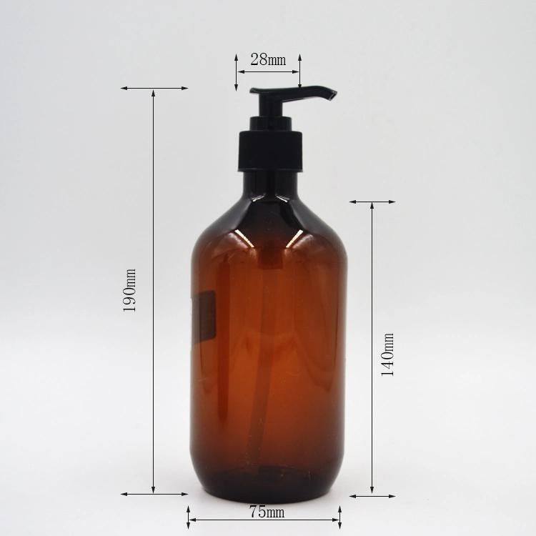 Manufacturer Amber Gray Green 500ml Transparent Empty Pet Plastic Shampoo Bottle with Lition Pump