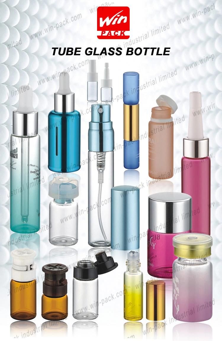 30ml Round Shape Spin Press Button Dropper Bottle Luxury Glossy Silver Collar Serum Cosmetic Bottle