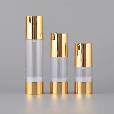 15ml 30ml 50ml Airless Bottle 50ml Pump Bottle Luxury Sliver Gold ABS Plastic Airless Serum Pump Bottle