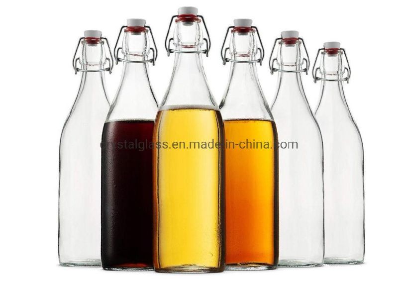 250ml 500ml 750ml 1L Glass Cold Pressed Juice Beverage Bottle with Swing Top Cap