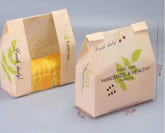 Bread Toast Bag Food Packaging Bag Baking Packaging Paper Bag Greaseproof Paper Bag Kraft Paper Bread Window Bag Food Storage Box