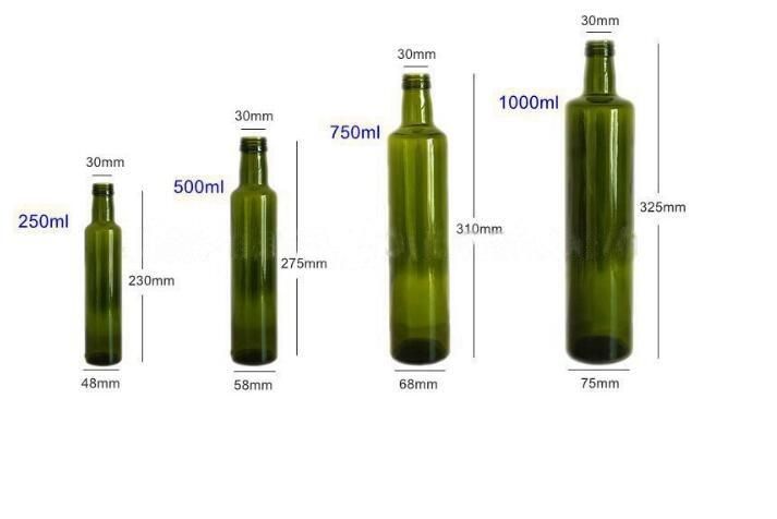 Dorica Marasca Flint Empty Glass Bottles for Olive Oil With100ml 150ml 250ml 500ml 750ml 1L
