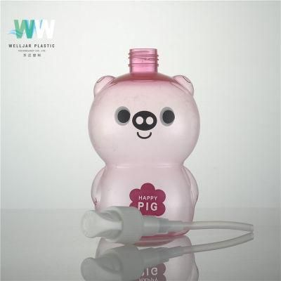 250ml Plastic Pink Cartoon Bottle with Press Lotion Pump