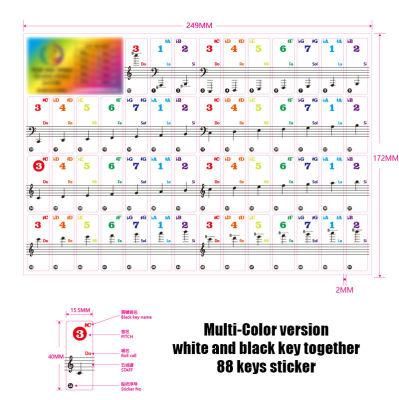 Kids Learn Piano Stickers for 54/61/76/88 Key Set Keyboards