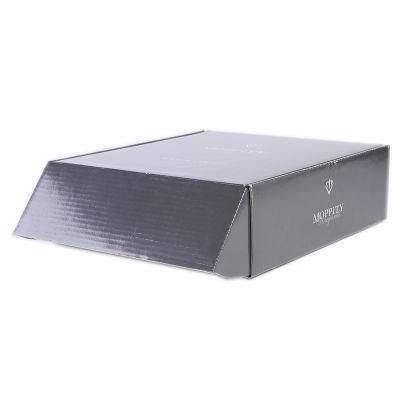 Black Corrugated Shipping Box with White Logo