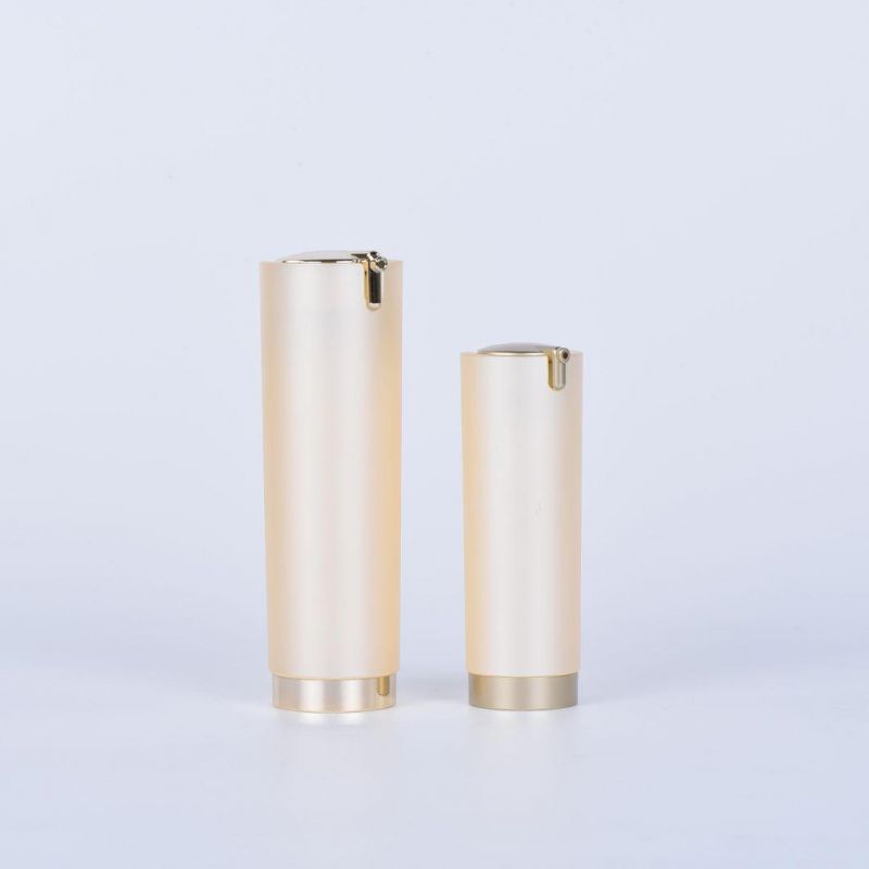 Cylinder Acrylic 30ml 15ml Airless Pump Lotion Plastic Bottle Gold