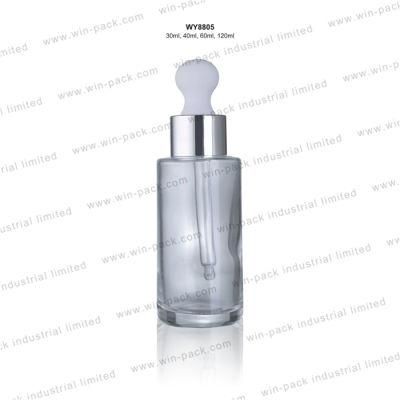 Luxury Transparent Gradient Green Glass Dropper Bottle Thick Base Shiny Light Gold Collar 50ml