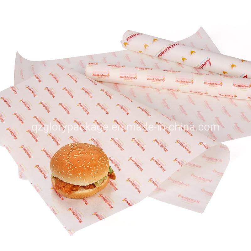 Wholesale Customized Printed Logo and Size Food Safe Grade Burger Paper Greaseproof Deli Meat Wrapping Wax Coated Paper