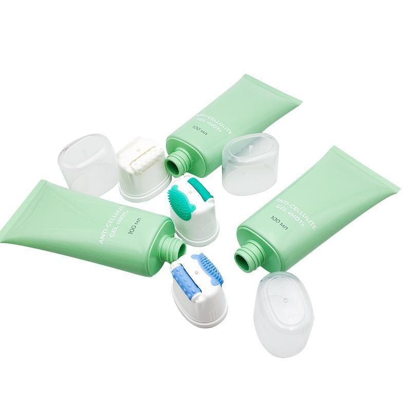 Green Color Face Cream Massage Tube with Silicone Applicator