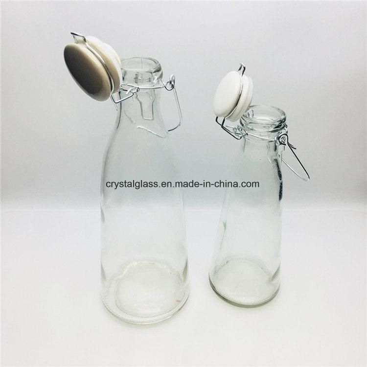 Swing Top Buckle Sealed Glass Water Bottles 250ml 500ml Clip Cap