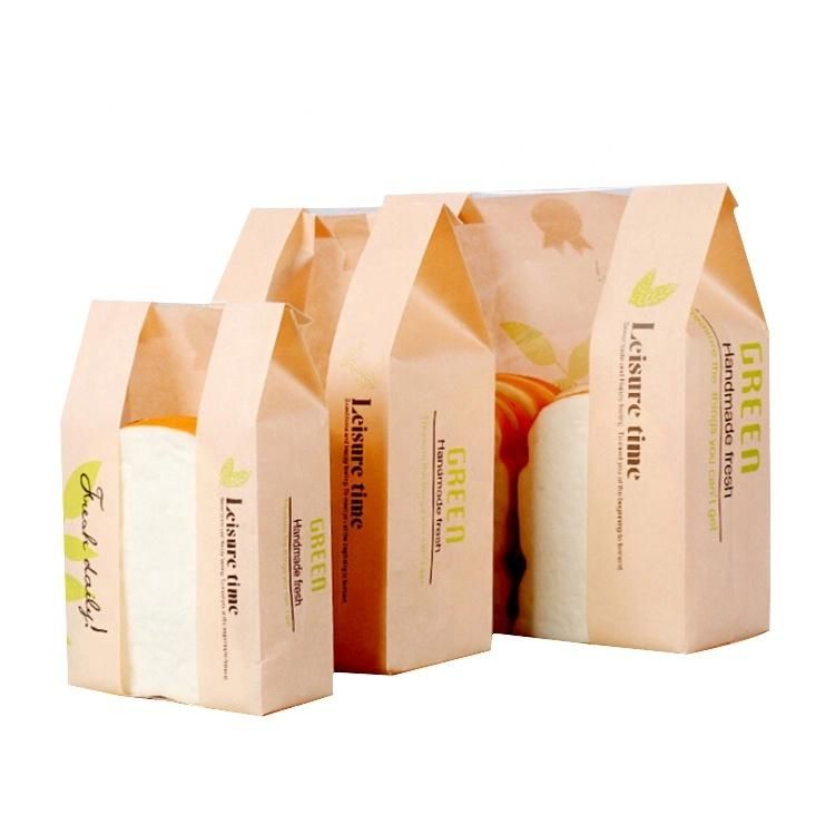 Heat Sealed PE Coated Kraft Paper Bag Sandwich Hamburger Wrapping Bags