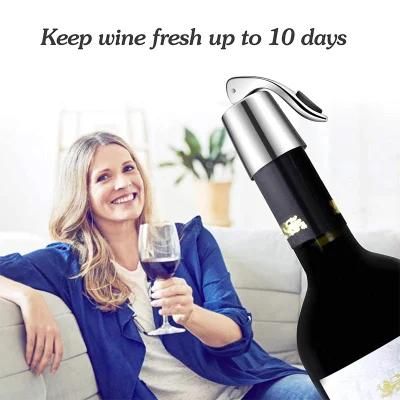 Perfect Gift Beverage Bottle Stopper Stainless Steel Vacuum Plug with Silicone Reusable Liquor Saver Keeps Wine Fresh