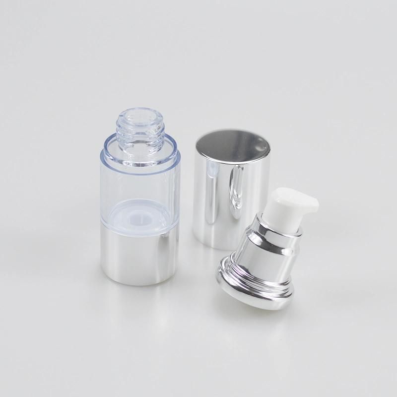 Plastic cosmetic 15ml Airless Aluminium Lotion Bottle with Sliver Pump