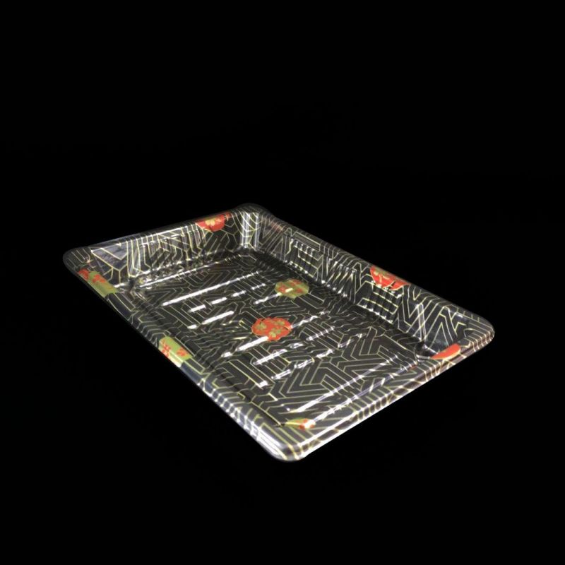 Disposable Black Set of four Sushi Tray Blister Packing Box With Lid