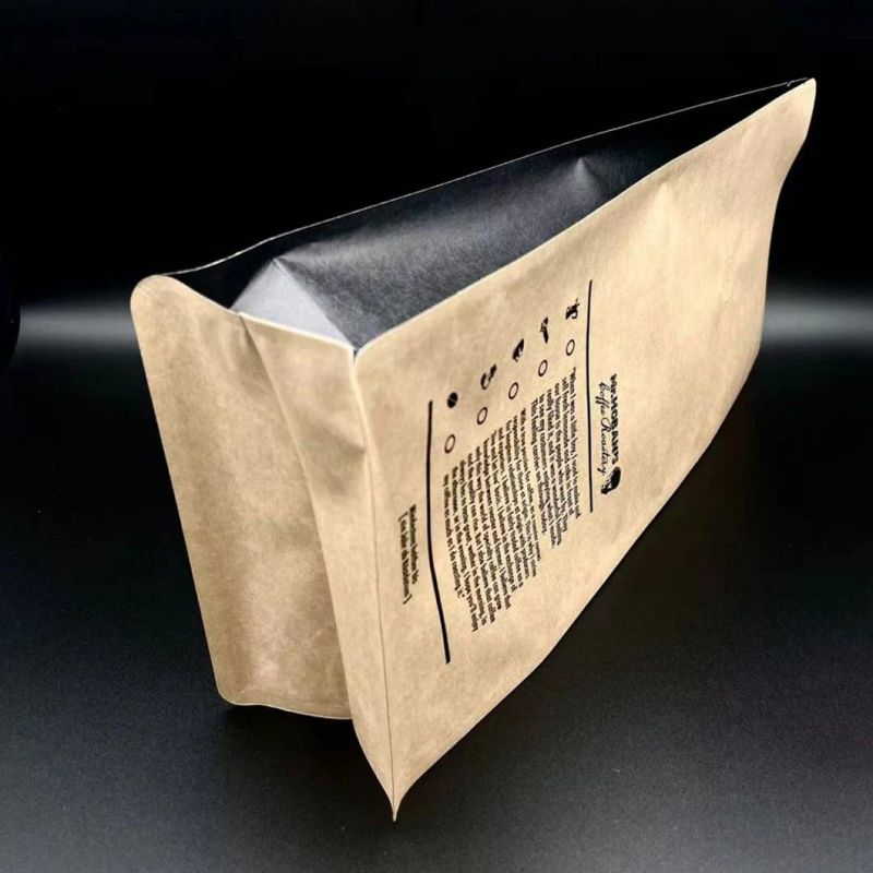 1lb 500g 16oz Matte Black Flat / Block Bottom Stand up Pouch Coffee Bag with Zipper & Valve