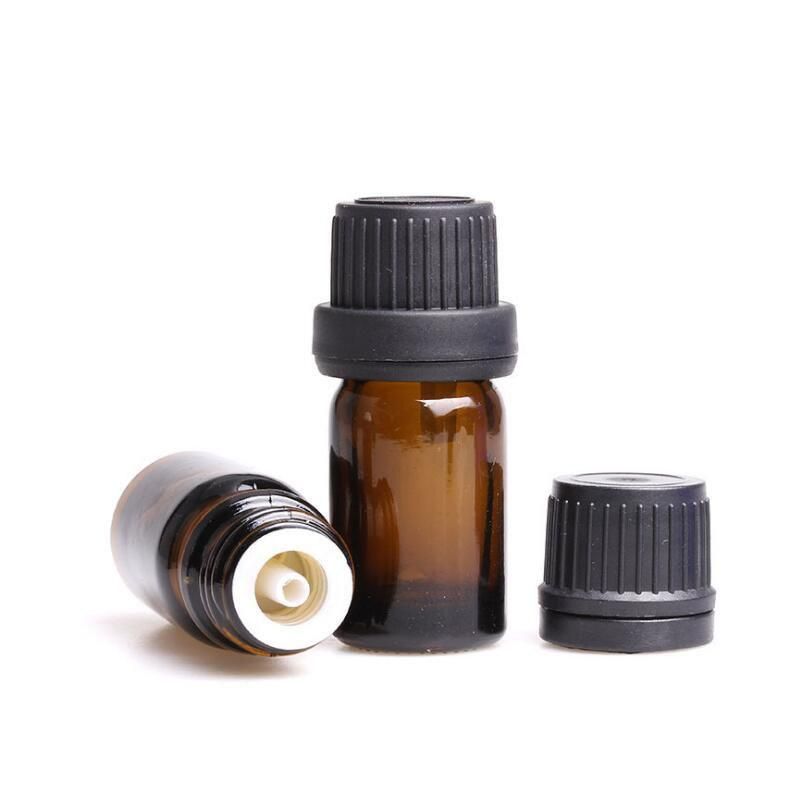 5ml Amber Glass Bottle for Essential Oil, Glossy Glass Vials Bottles W/Euro Dropper Big Tamper Evident Cap