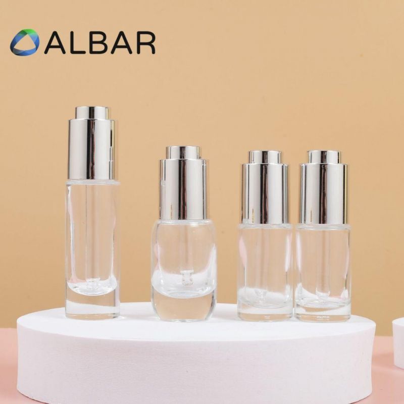 Clear Crystal Cylinder Round 30ml 50ml Small Size Cosmetic Glass Bottles