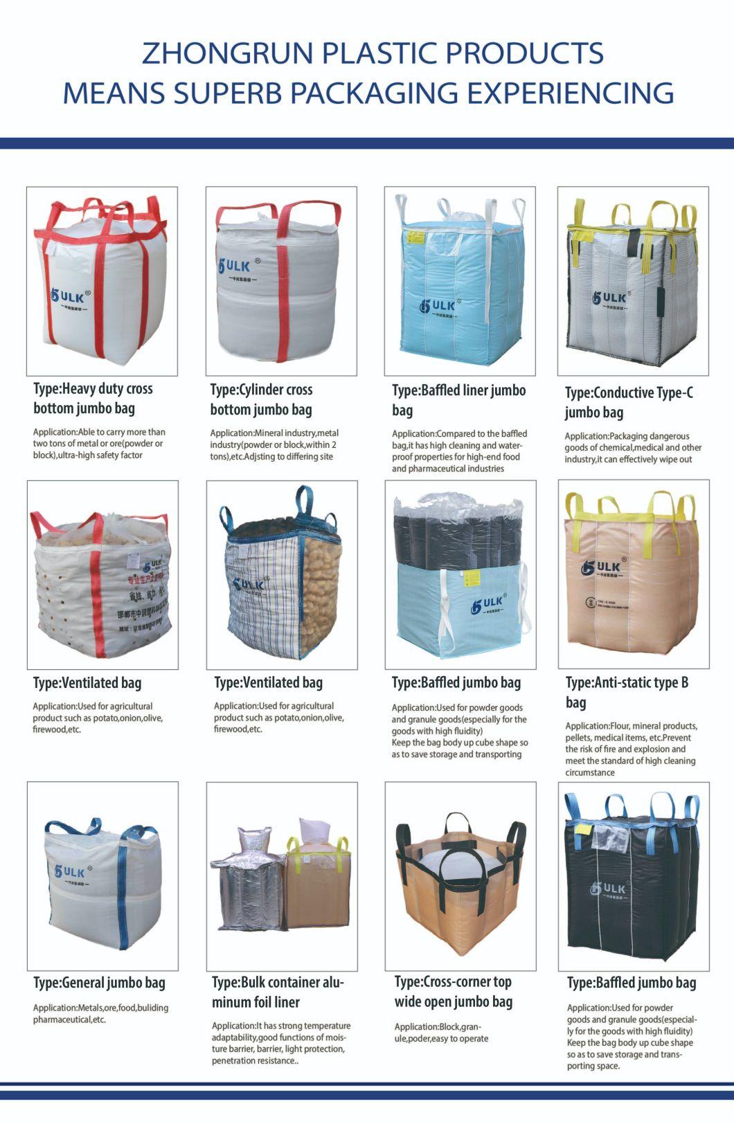Jumbo Bag 500kg Free Sample, 90X90X120cm Manufacturer Bulk FIBC PP Jumbo 1 Ton Big Bags 1000kg