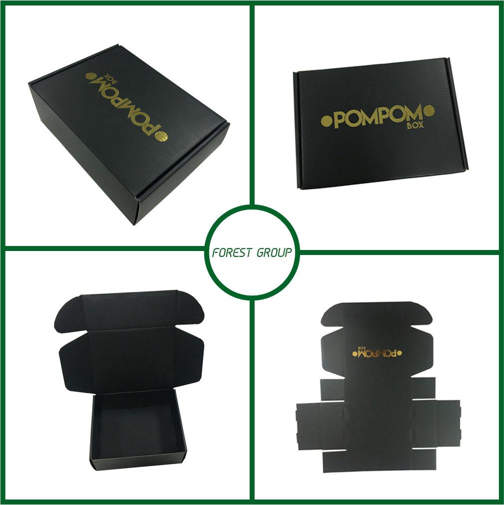 High Quality Custom Design Corrugated Black Gold Foil Box