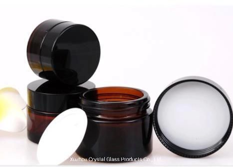 Amber Glass Round Cosmetic Cream Jars 20ml 30ml 50ml