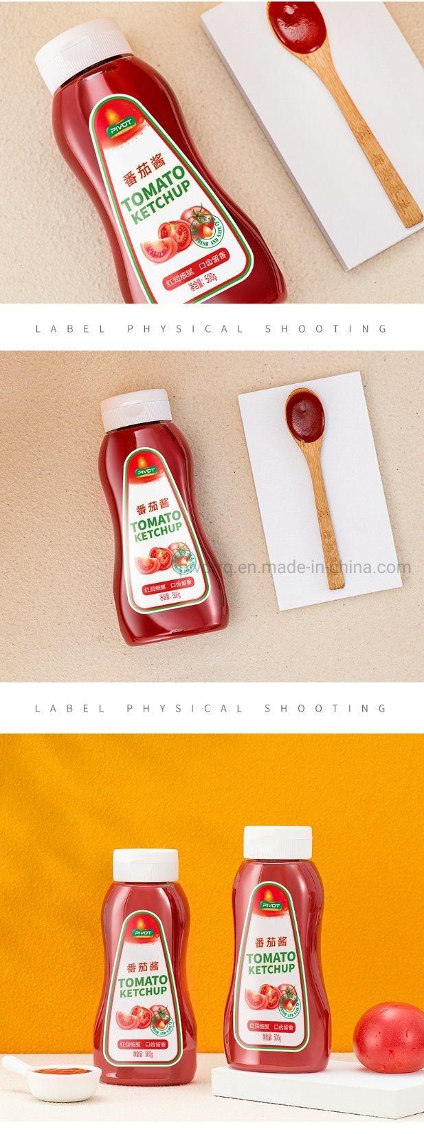 525ml Pet Plastic Tomato Sauce Bottle Ketchup Jar with Silicone Valve Cap