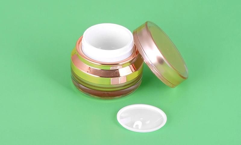 15g Luxury Golden Cosmetic Jar Cream Jar Plastic Jar Acrylic Jar with Hand Pull Gasket