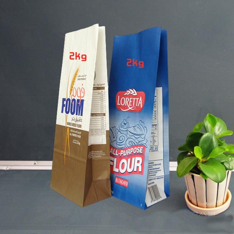 Printed Laminated Stand up Pouch Kraft Paper Flexible Plastic Packing Sea Food Rice Flour Packaging Bag