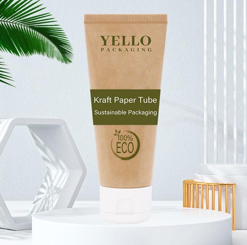 Eco Kraft Paper Cosmetic Tubes Plastic-Papers Degradable Empty Hand Lotion Tube 75ml