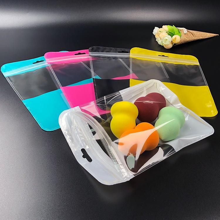 Phone Case Clear Plastic Pouch Round Packaging Black Zipper Bag