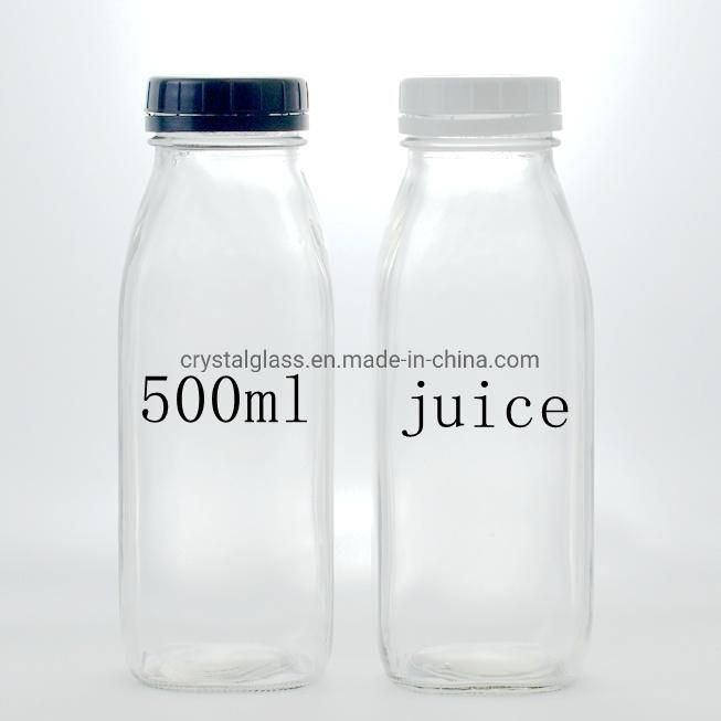 300ml 500ml French Square Glass Bottle Milk Beverage Bottle