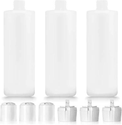 3 Pack 16oz Plastic Bottle with 6 Caps in 2 Styles - BPA Free Latex-Free, Food-Grade, Great for Shampoo, Body Wash, Sauce and More
