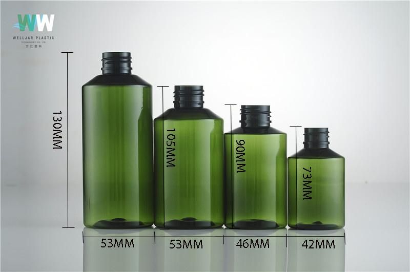 30ml Oblique Shoulder Green Plastic Bottle with Lotion Pump or Sprayer