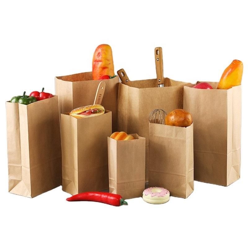 Sos Square Bottom Custom Printed Logo Food Kraft Paper Bag