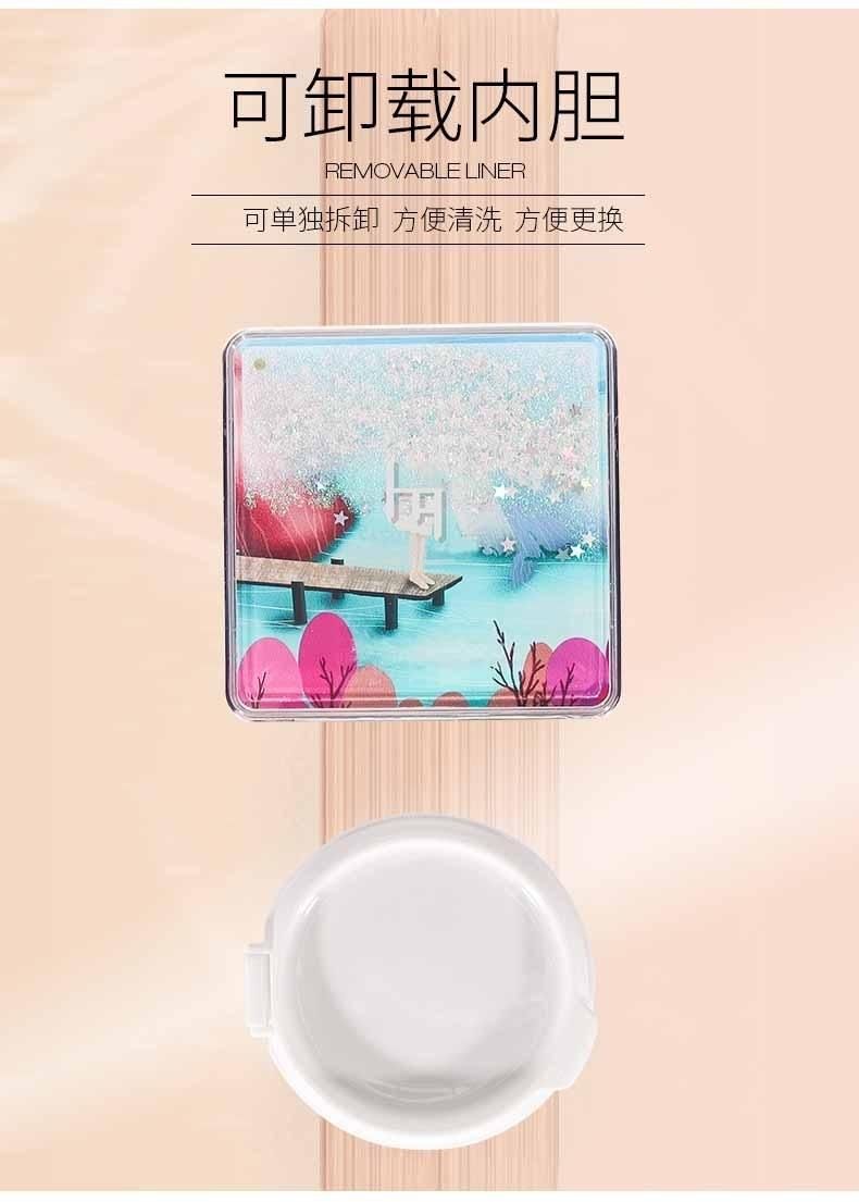 Qd48-Square Quicksand Process High Quality Plastic Makeup Air Cushion Empty Compact Powder Case with Mirror Have Stock