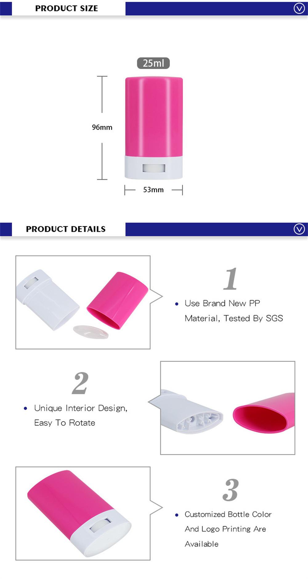 Wholesale Custom Made 25ml Purple Plastic Sun Stick Packaging Roll on Sunblock Bottle