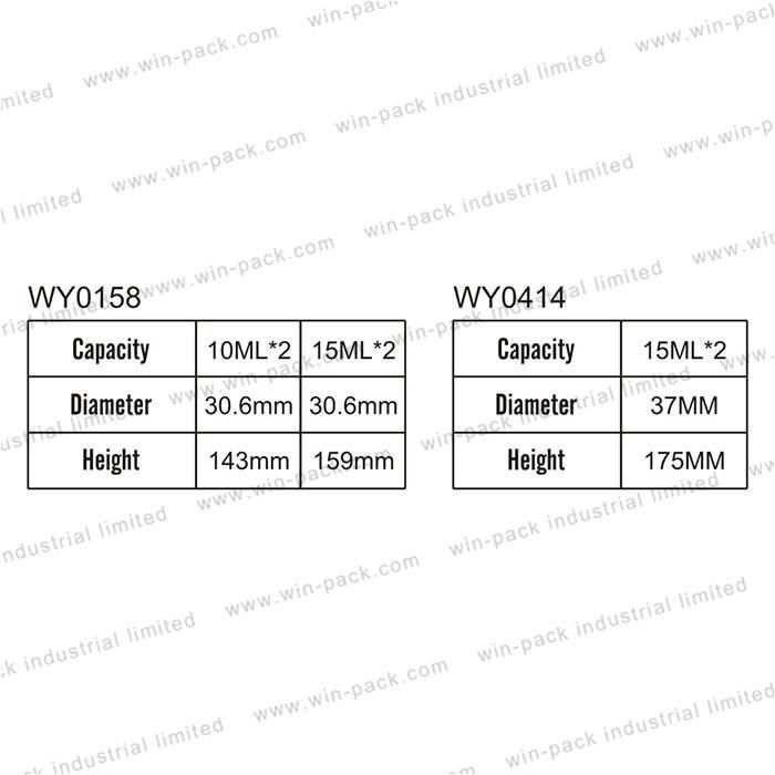 Winpack Eco Friendly 2*15ml Cosmetic Dual Chamber Bottle for Lotion Packing Clear Airless Double Chamber Bottle Glass Bottle Manufacturers