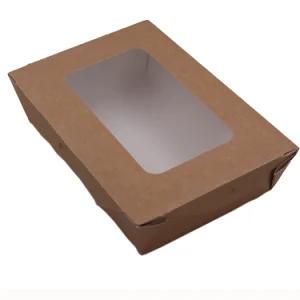 Wholesale Food Grade Kraft Paper Salad Food Take Away Package Box with Window