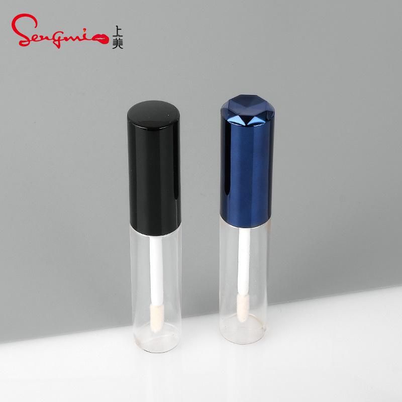 Best Seller 8ml 10ml Fashion Black Wand Blue Clear Lip Gloss Tube Lip Gloss Packaging Custom Black Lid Clear Lip Gloss Tube with Black Top