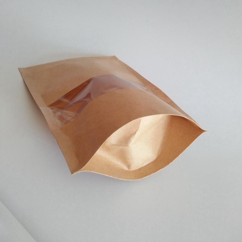 Granola Packing Pouch Kraft Paper Bag with Clear Window