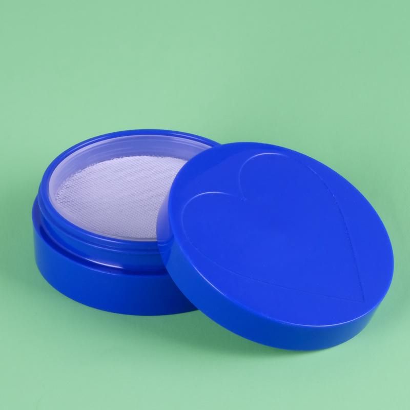 Professional Heart Shaped blue Color Custom Surface Treatments Loose Powder Container