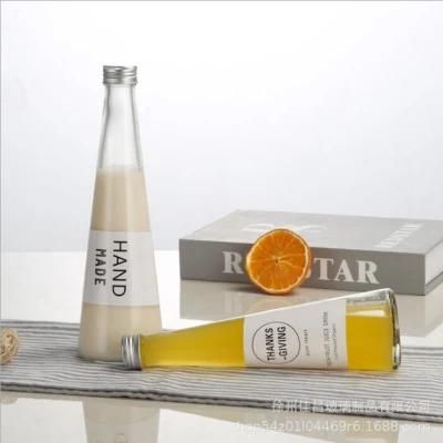 Conical Shape Glass Beverage Bottle Packaging with Metal Screw Cap