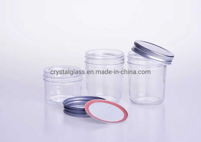 3oz 20oz Clear Wide Mouth Stash Canisters Empty Straight Side Food Grade Glass Mason Jar to Make Greek Yogurt Kefir Pickles