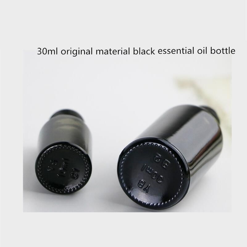 5ml 10ml 15ml 20ml 30ml 50ml 100ml Round Shoulder Black Glass Empty Essential Oil Bottle, High Grade Glass Empty Liquid Dropper Bottle