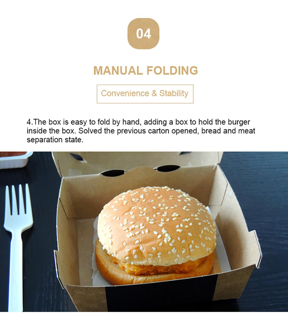 Customized Wholesale Disposable Take Away Folding Kraft Hamburger Box