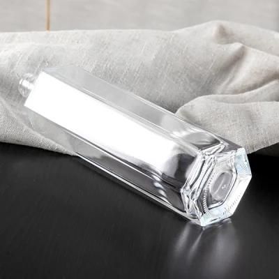 Clear Empty Hexagonal Glass Bottle in Packaging Bottle