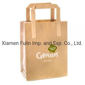 Custom Design Logo Printed Paper Packaging Bag with Flat Handle