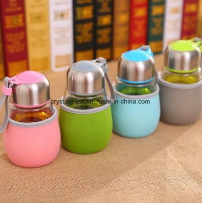 400ml Heat Resisting Travel Portable Glass Water Bottle