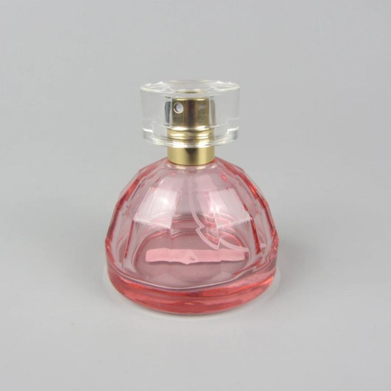 Pink Glass Perfume Bottle 50ml with Pump Spray Cap