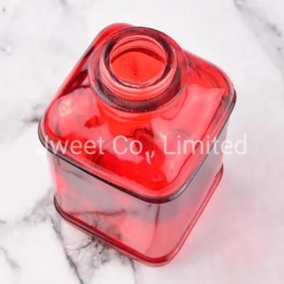 Factory Custom Red Color Square Wine Glass Bottle 375ml