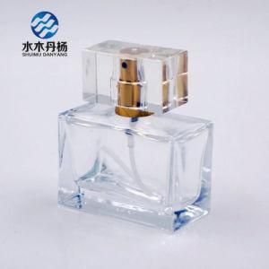 30ml Square Perfume Bottle with Sarin Cap Pump Sprayer Glass Bottle for Cosmetic